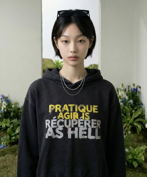 Hell‑Raising Salt‑Washed Crop Hooded T‑Shirt (Black)