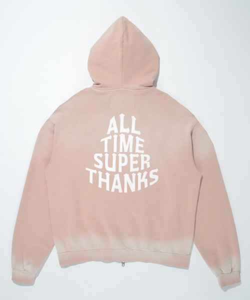 Overdyed добавка & back fleece print Zip‑Hoodie Sweat — Sun faded Flocky print Zip‑Hoodie