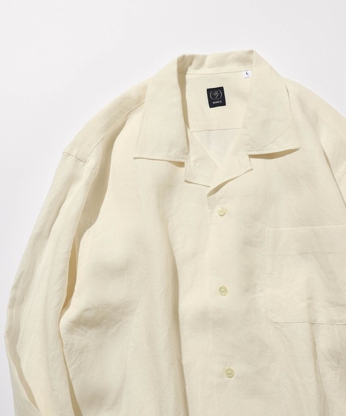 Linen solid open collar casual shirt