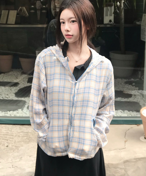 Shiasucker кроуп‑футболка drawstring wind jacket skycheck