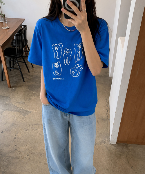 EZwithPIECE TEETH TEE (BLUE) — футболка синяя