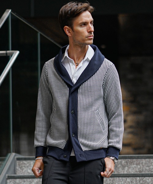 SOEMDIFF waffle school collar cardigan — мужская/женская, белый/нейви/черный, весна-зима