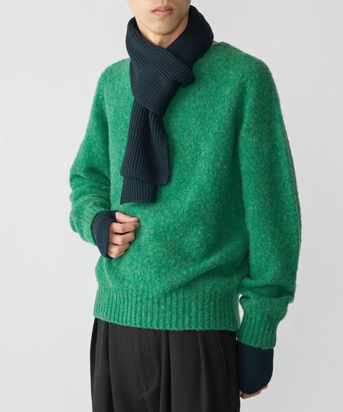 [SHIPS別注] HARLEY OF SCOTLAND: шерстяной шарф knit neck"" (норка)