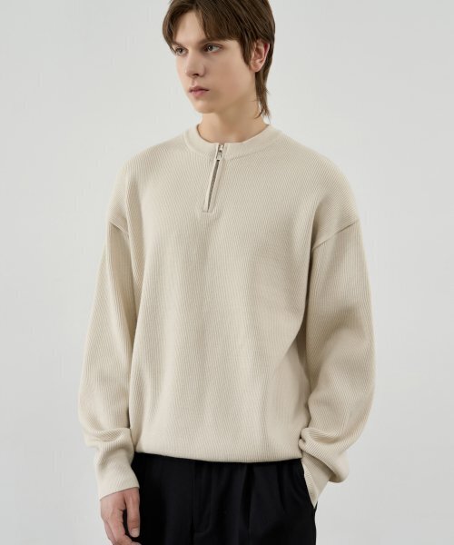 PBT Lound Halfzip pullover knit [Cream]