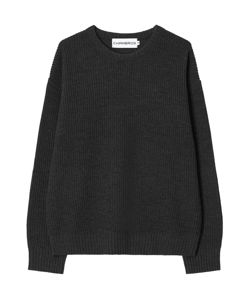 Round Neck Hatch Oversize Knit [Chacol] — круглый вязаный свитер oversize