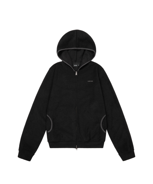 Incision Terry Zip‑Up Hoodie (Black) — худи на молнии, черный