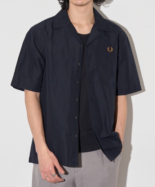 FRED PERRY льняная рубашка с воротником‑ревер, поло, короткий рукав M9894
