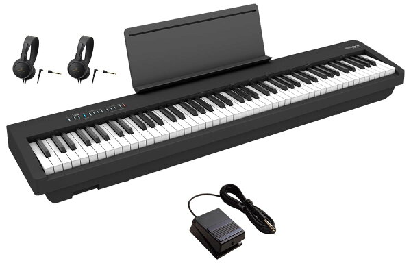 Roland FP-30X BK — цифровое фортепиано чёрного цвета с двумя наушниками, встроенным спикером, портативное.