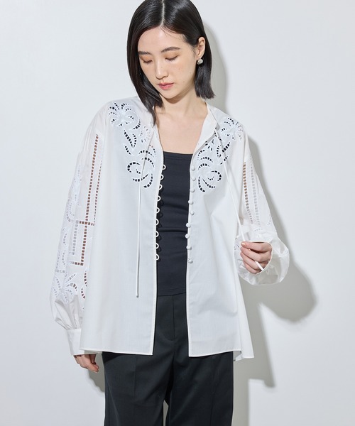 Cutwork gauze blouse — блуза с ажурной отделкой