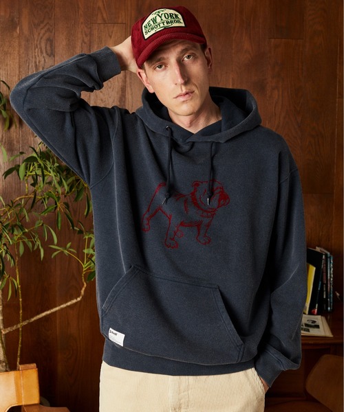 Schott FLOCKY BULLDOG Hooded Sweat — худи Schott с бульдог‑принтом (флок)