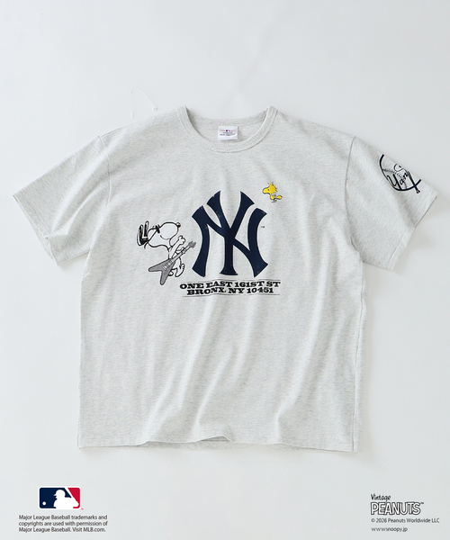 PEANUTS / MLB ベースボール принт T‑shirt — футболка с бейсбольным принтом PEANUTS