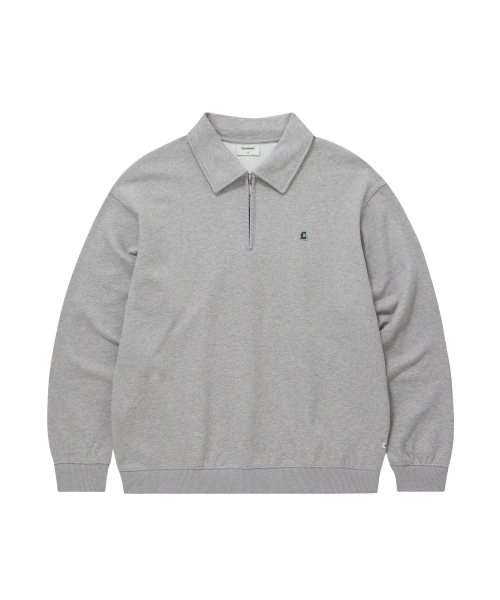 Сигн чернильныйボルカラー ハーフジップ スウェット メランジグレー (half-zip свитшот меланж)