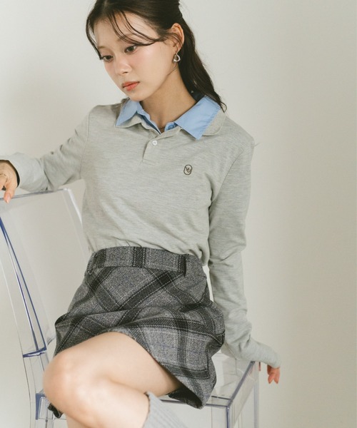 Long Sleeve Ribbed Over Logo Polo T-Shirt — длинный рукав, рубашка-поло с логотипом