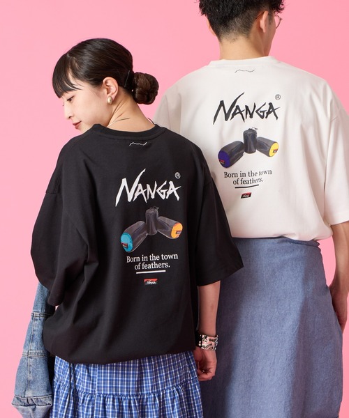[NANGA] Loose Fit NEBUKURO Backprint T‑shirt — пуховик‑мешок (инсерт)