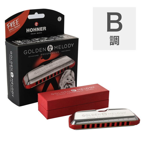 HOHNER Golden Melody прогрессив B, губная гармошка 10 отверстий, модель Blue Harp