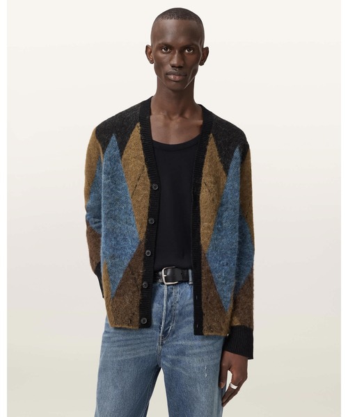 BERNIE OVERSIZED ARGYLE CARDIGAN — оверсайз кардиган Bernie с аргайл‑узором