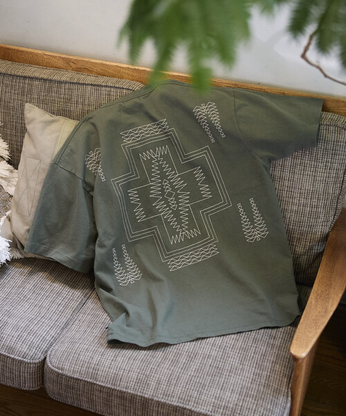 PENDLETON — футболка с печатью Back刺繍, дизайнерская, круглый воротник