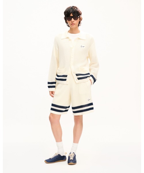 Poloカラー Cardiff In Mesh — поло‑кардифф, сетчатая вставка (кардиган в стиле поло)