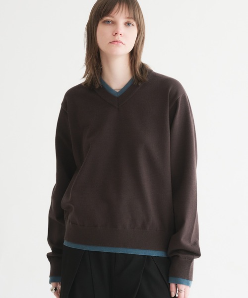 LAYERED STYLE V‑образный вязаный свитер/неопределенный V‑neck knit