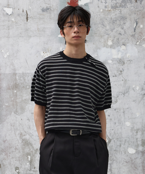 Side Button Henley Neck T‑shirt [чёрный] — рубашка с пуговицами сбоку