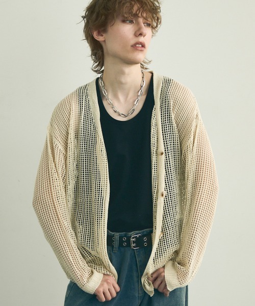 Big silhouette knit loose sheer cardigan — свободный прозрачный кардиган большого силуэта