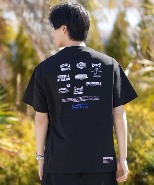 [Ограниченная Murasaki Sports] RUSSELL ATHLETIC поло‑футболка с коротким рукавом PekeT логотип backprint UV‑cut впитывающая быстросохнущая 505261-003