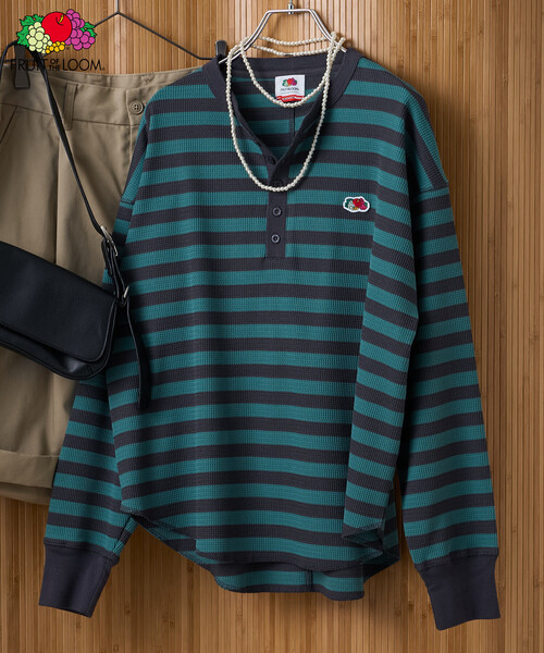 FRUIT OF THE LOOM × FREAK'S STORE/ коллекционная футболка Waffle Henley long T