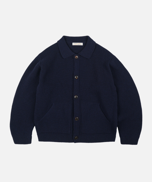 ULTRA HEAVYWEIGHT COLLAR CARDIGAN — ультра‑тяжёлый кардиган с воротником, NAVY