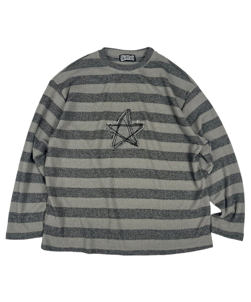 Loose Melange Knit Star Pullover (бежево‑серый)