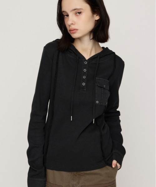 HENLEY HOOD TOPS — хенли худ топы осень/зима