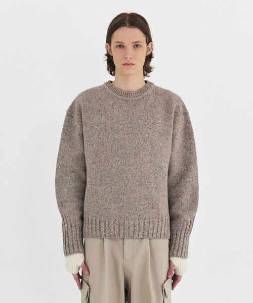Modified Wool Knit Sweater - меланж тауп