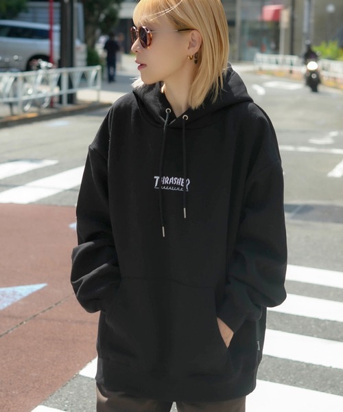 THRASHER white Heavyweight one-point фуди с ворсом внутри, магровый логотип