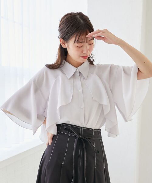 Sheer cape blouse (Sheer Cape Blouse)