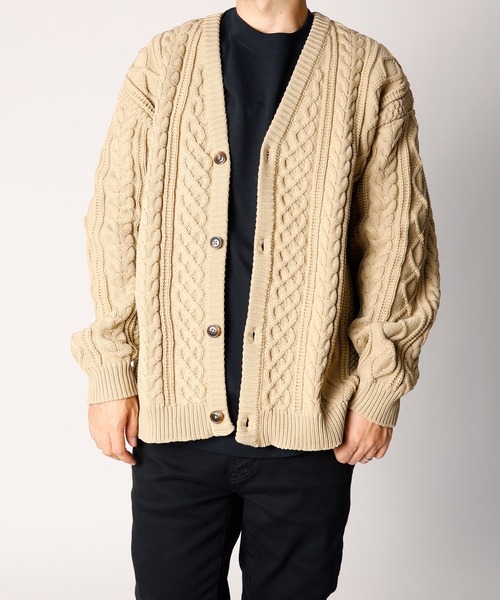 INASTUDIOS SELECT — вязаный кардиган в стиле «Аран», свободный relaxed Aran Cardigan