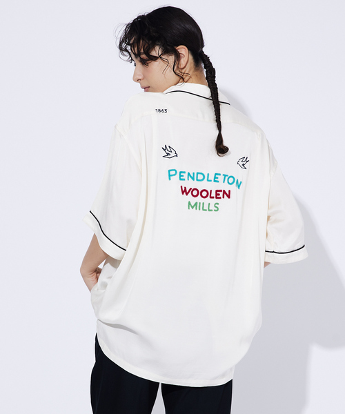 PENDLETON Piping Open Collar Shirt — рубашка с открытым воротником и кантом, унисекс