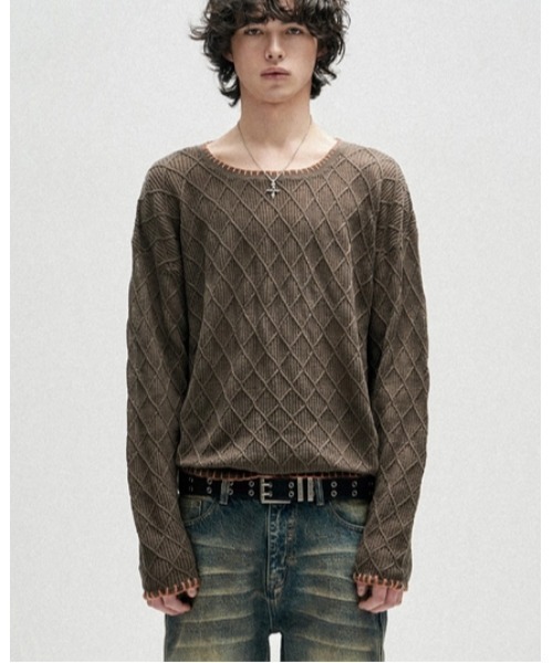 NOT4NERD Distressed Contrast Hand Stitch Knit — джемпер с эффектом потертости и ручной прострочкой