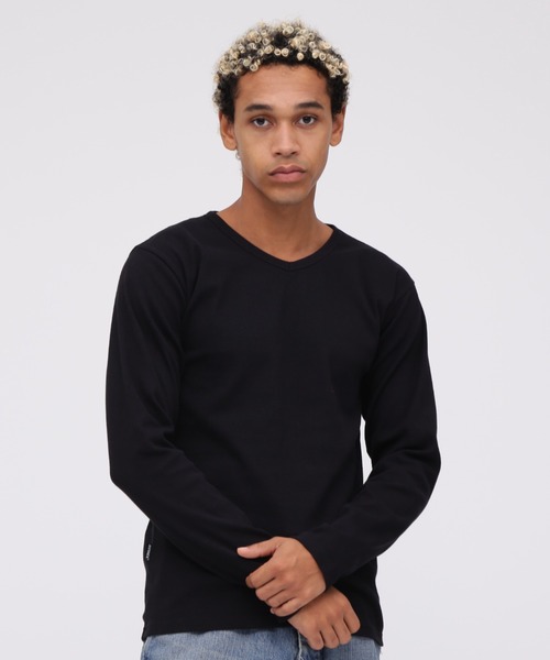 DAILY — длинный рукав Rib V‑neck T‑shirt (Rib longsleeve V‑neck), бренд Avirex