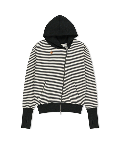 Stripe нессиметричный зип‑ап худи (Charcoal)