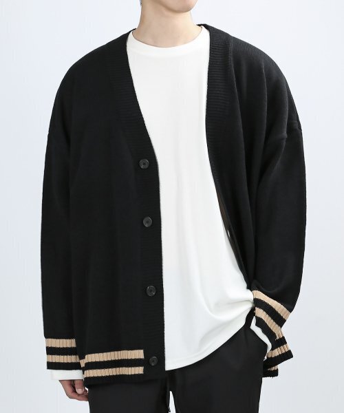 BORDER OVER CARDIGAN (чёрный) — кардиган в полоску