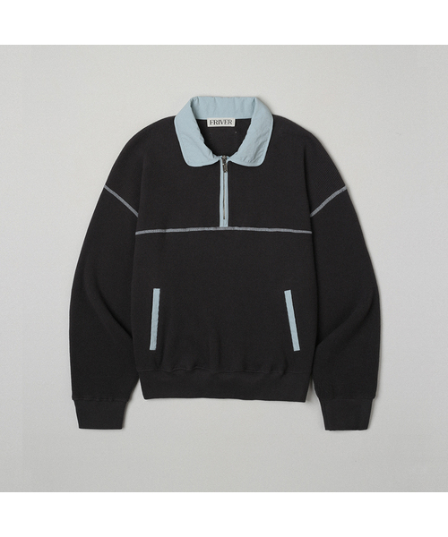 Waffle half zip-up sweatshirt [FRSP05LT11] — свитшот с половинной молнией, цвет Charcoal