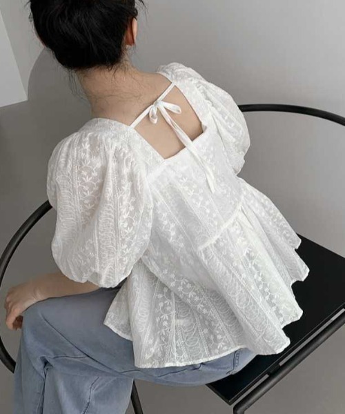 Back ribbon peplum blouse — блуза с плиссированной спинкой