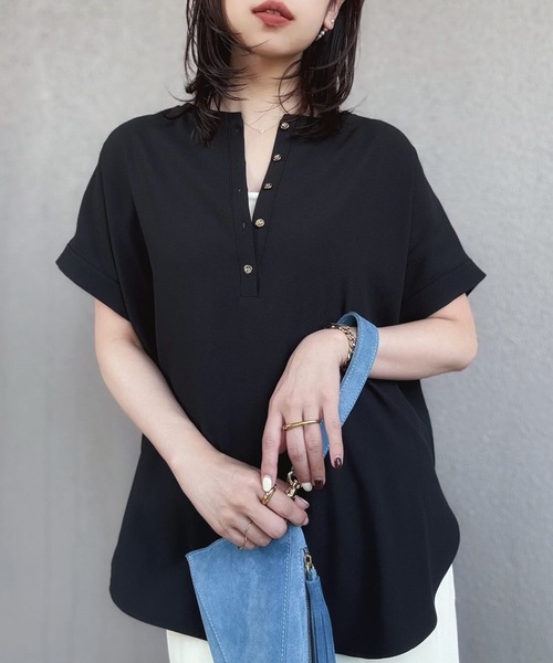 2WAY перед‑зад: плотная футболка George Set Henley T (браво)