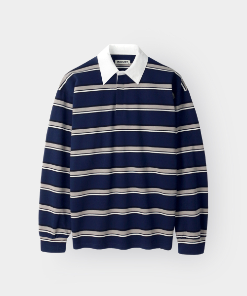 Stripe ragby shirt_Navy — полосатая регбийная футболка, темно‑синяя