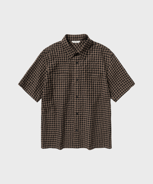 Gingham Check Crop HS Shirt — укороченная рубашка в клетку, цвет Dark Beige