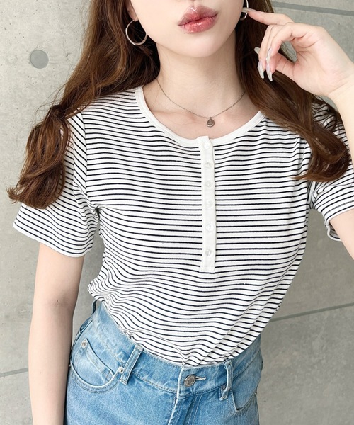 Henley neck боди‑футболка с коротким рукавом