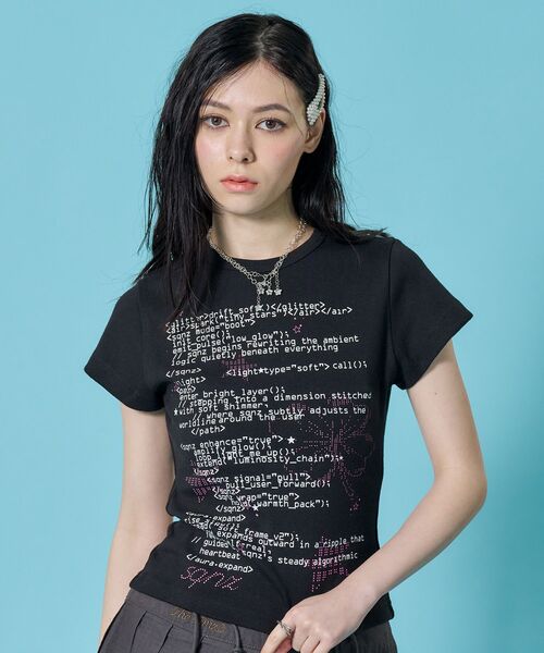 [WEB限定] текстовый принт компактная футболка — sqnz programmingpt compact tee