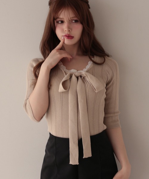Ribbon lace flora — многослойный трикотаж с кружевной лентой