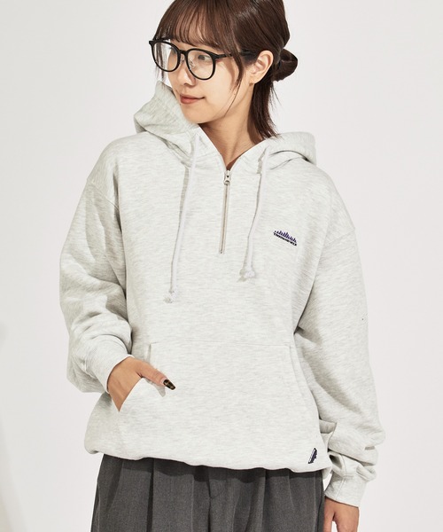 THOUSAND MILE HALF ZIP PARKER свитшот с молнией тканый брендовый черный логотип