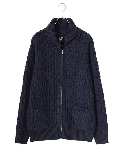 TOYO ENTERPRISE GOLD Wool/Sable Low Gauze Cable Knit Zip Sweater 23B-GL90255[MUS]