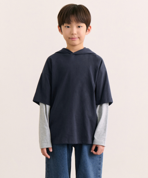 Oversize forward layard long sleeve T‑shirt — оверсайз футболка с длинным рукавом (нейви/меланж)